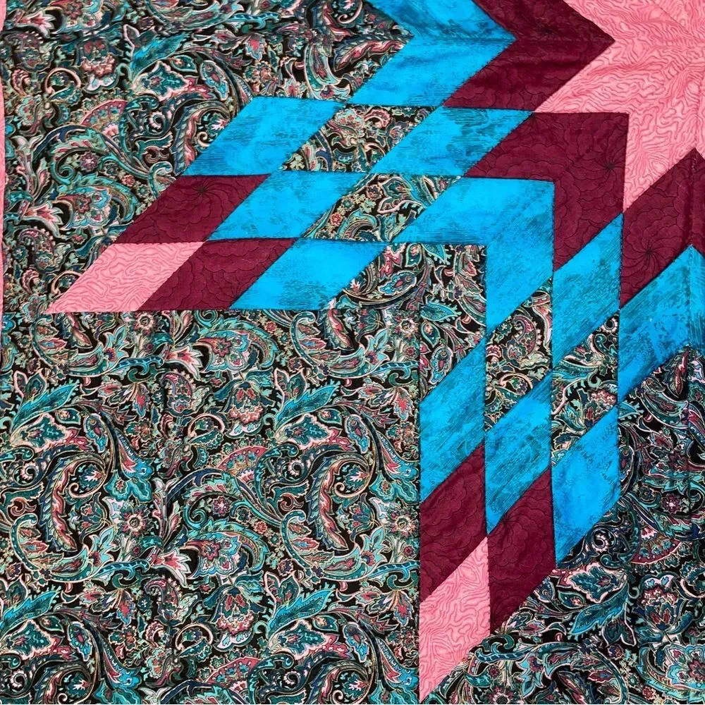 Handmade Star of Bethlehem Quilt Lone Star Large Throw Blanket Dark Whimsical